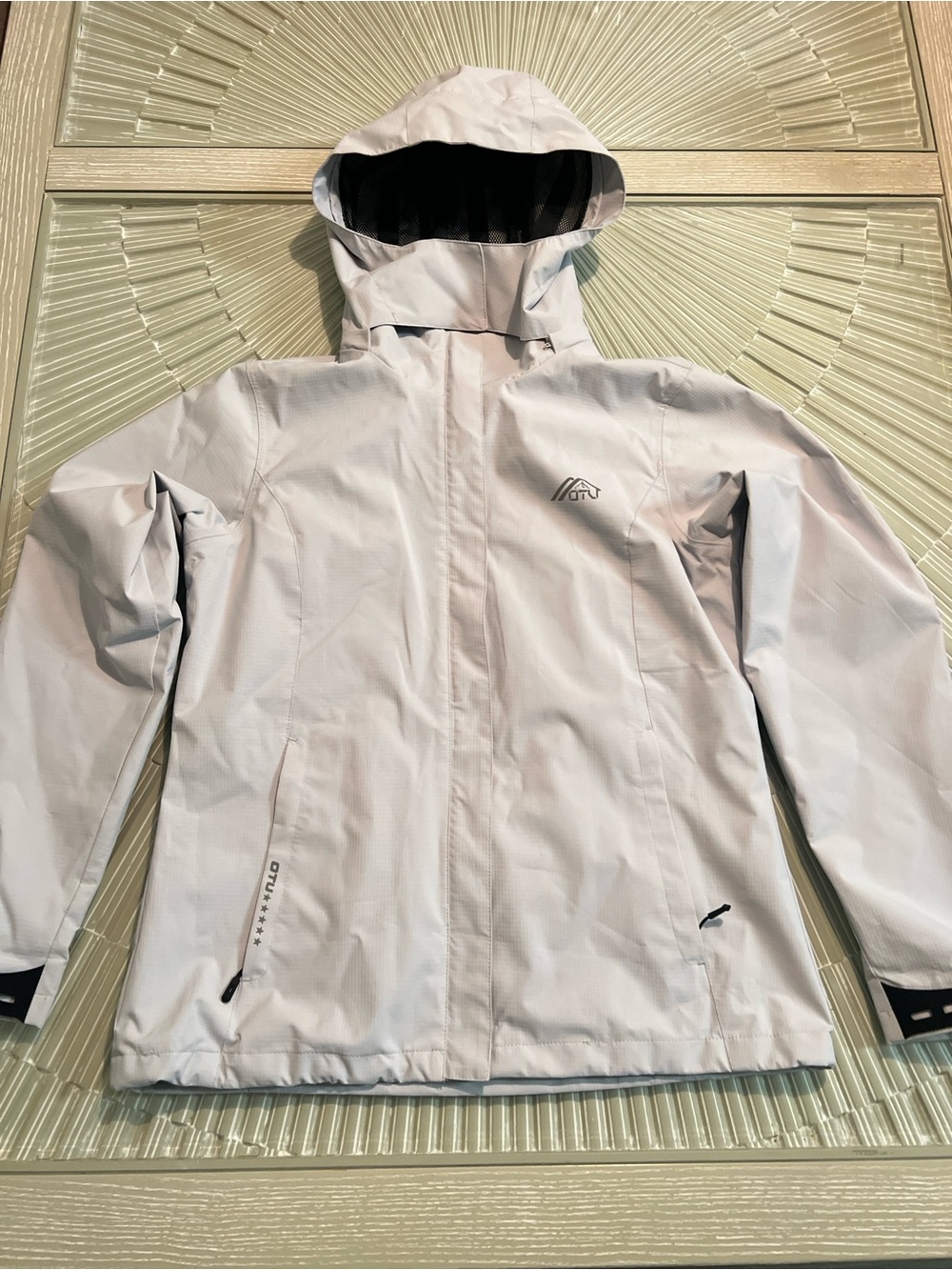 Light Gray Waterproof Hooded Jacket with Logo